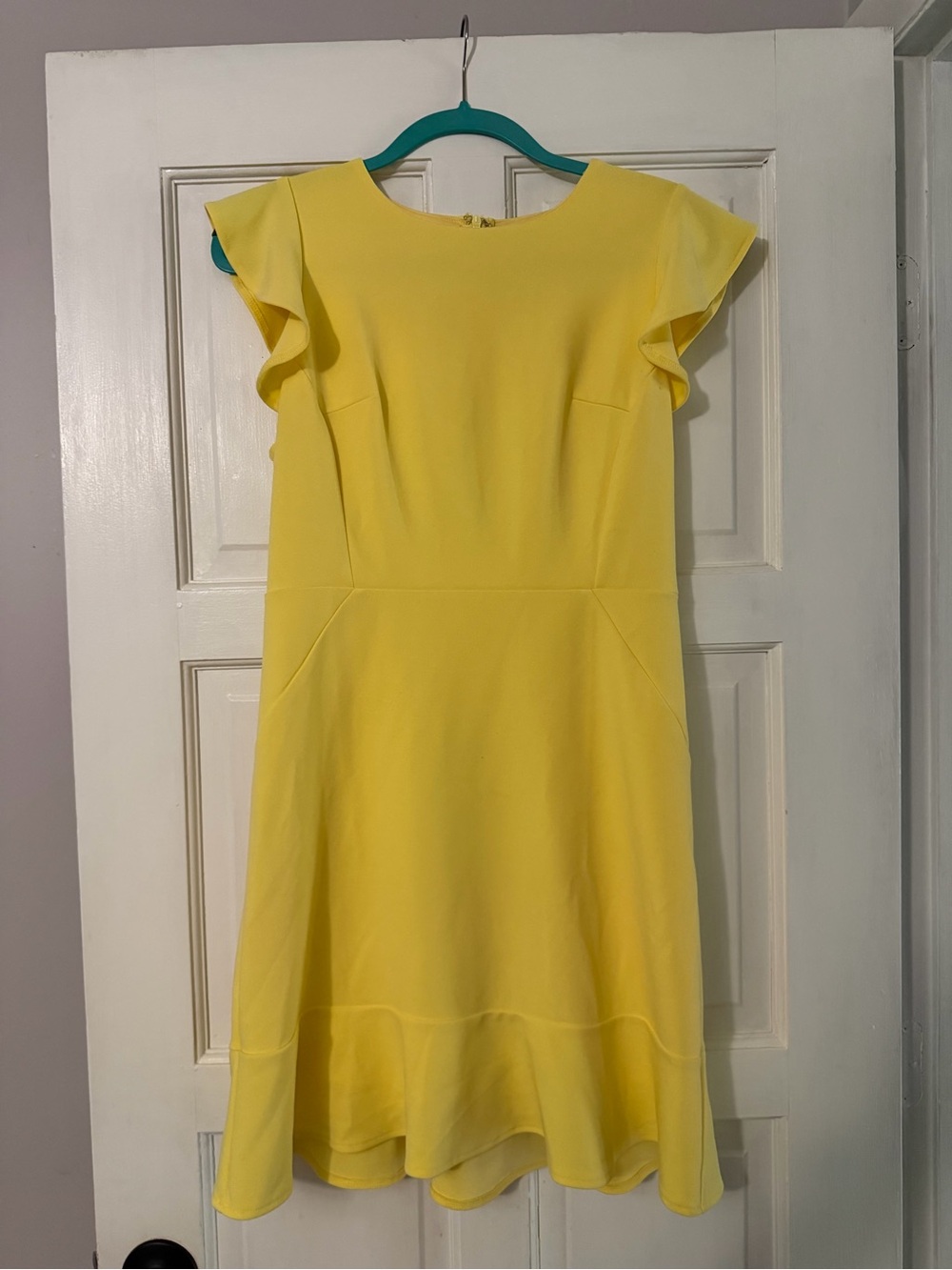 She + Sky Sunny Yellow Flutter Sleeve A-Line Dress